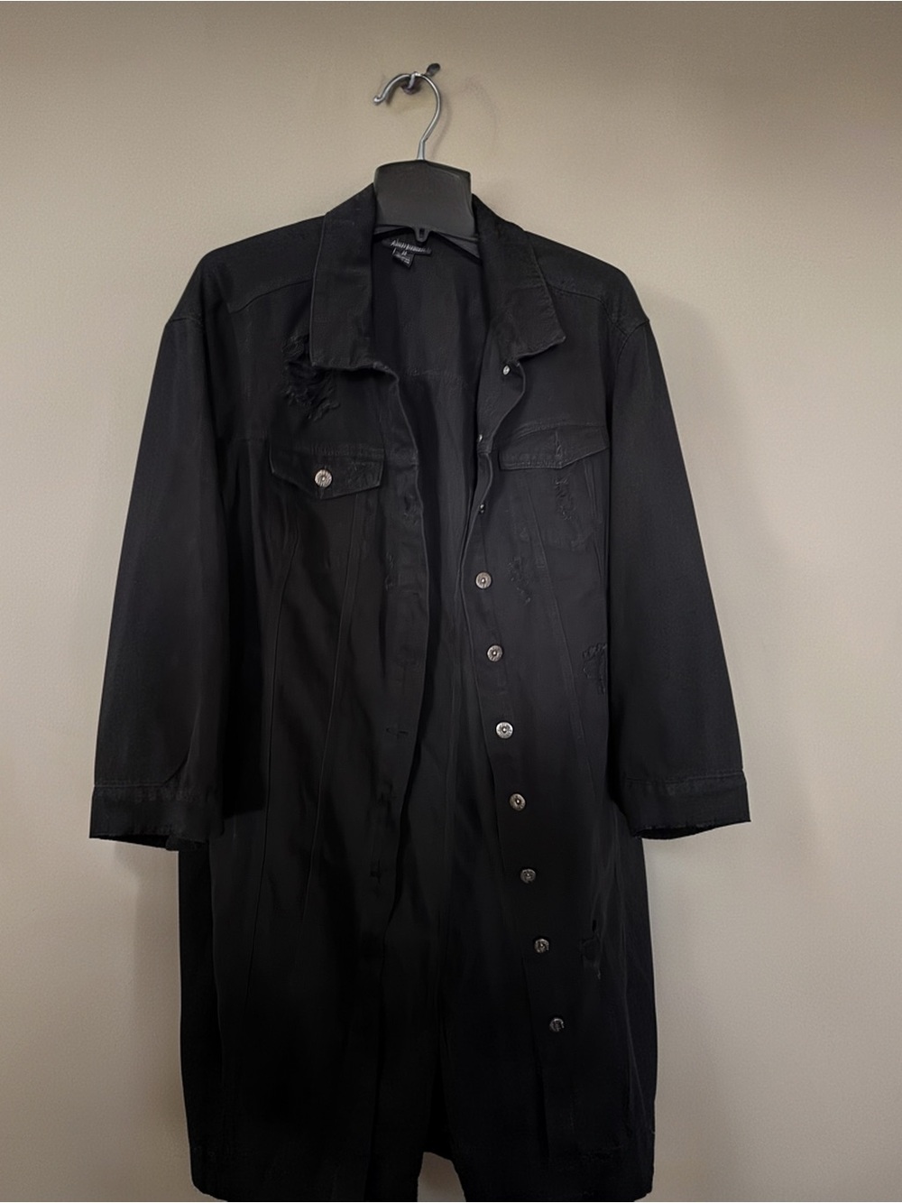 Ashley Stewart Black Long Jean Jacket
